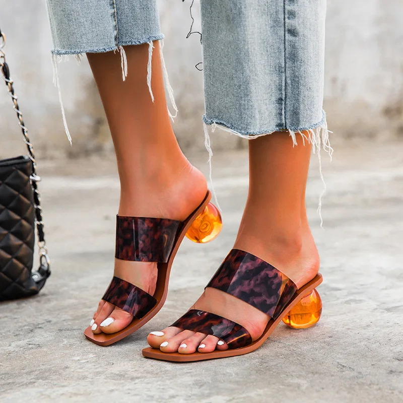 Женские леопардовые шлепанцы на низком каблуке 4 5 см вечерние туфли зеленого