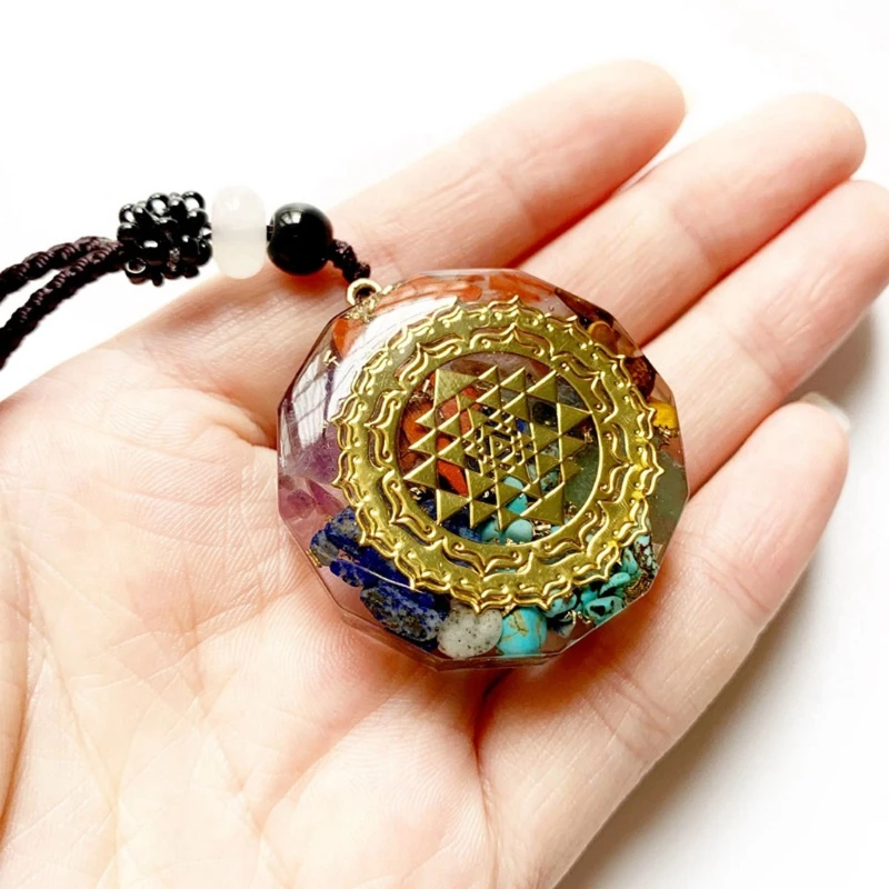 

1 Pc Handmade Metatron's Cube Merkaba 7 Chakras Crystals Stones Orgone Pendant Generator Energy Accumulator Pendant Necklace