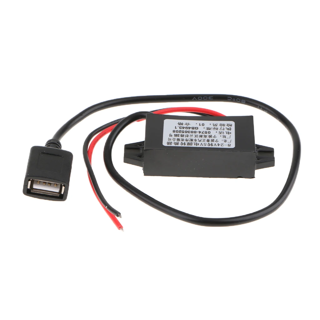 

Car 8V-24V to 5V Hard Wired Converter with Single USB Power Supply