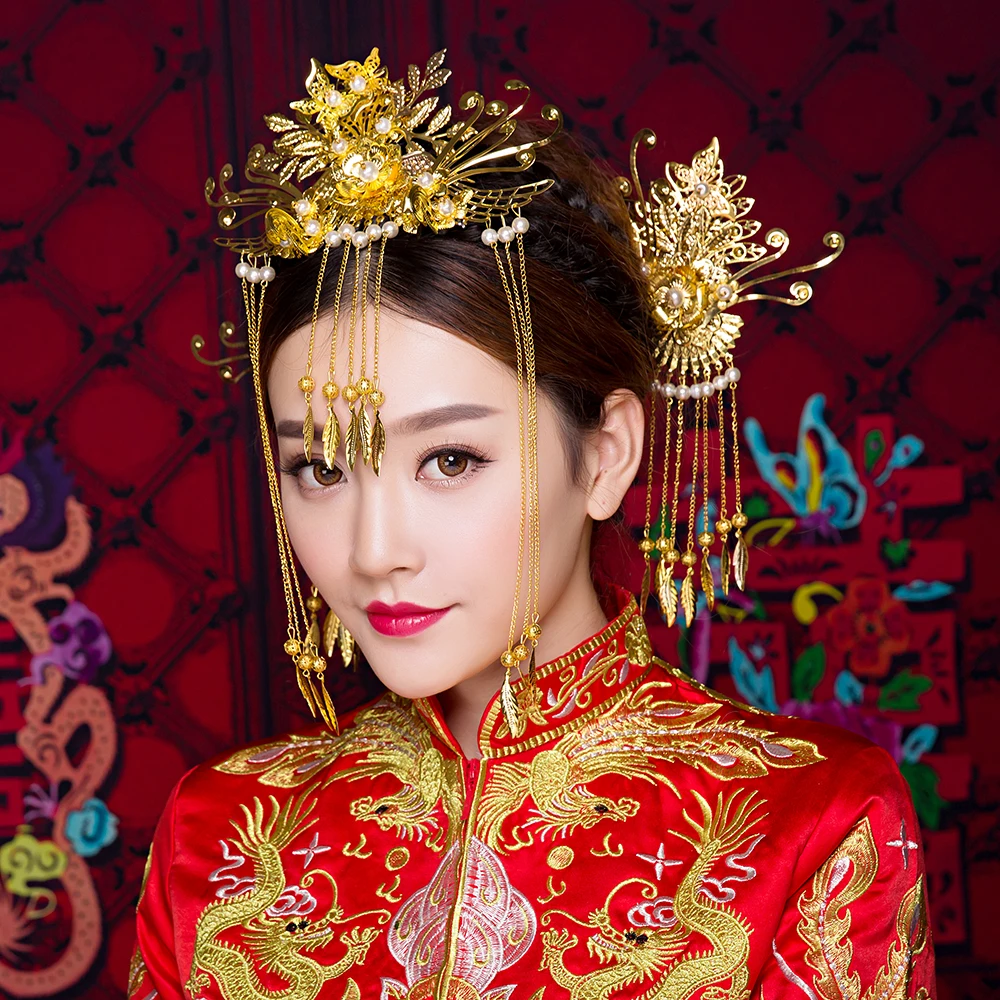 Классические Китайские Восточные свадебные аксессуары для волос Ювелирная