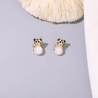lolita jewelry pearl tiger niche metal cold wind light luxury temperament earrings