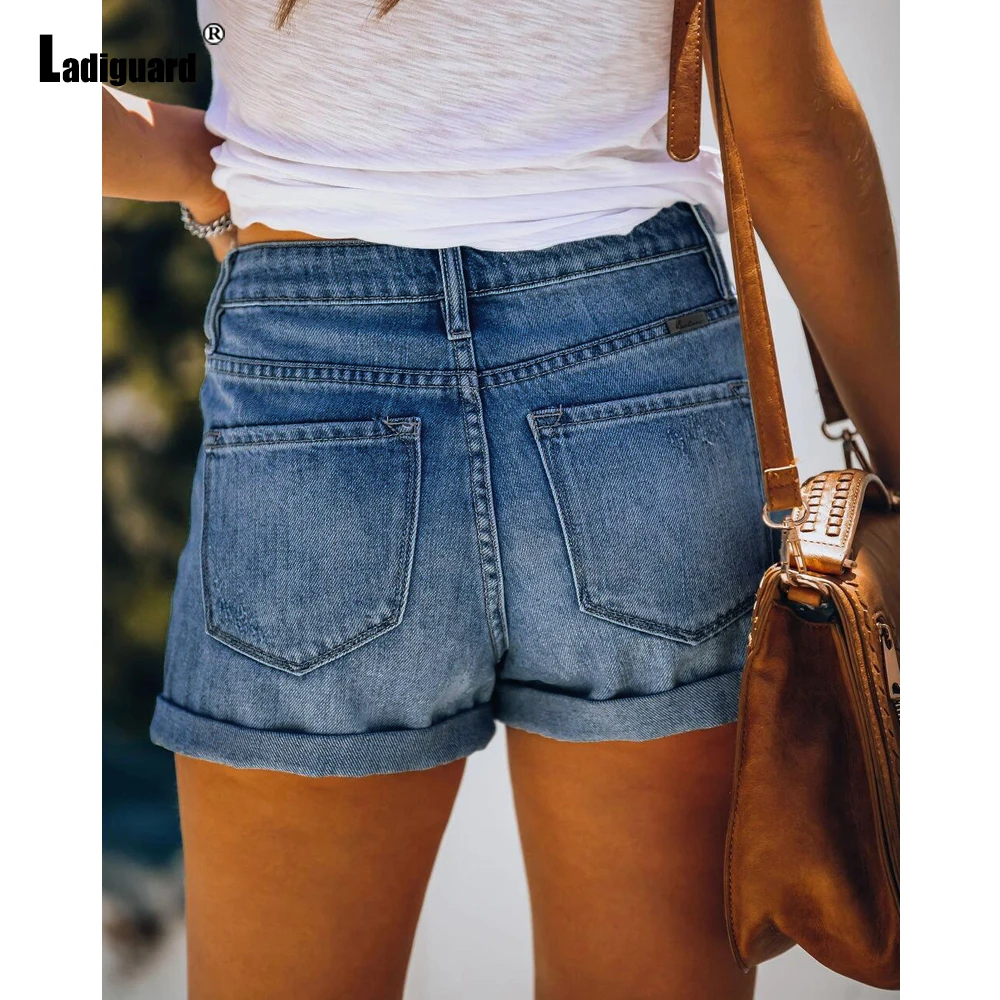Ladiguard 2023 Sexy fashion Ripped denim shorts Women Summer Casual Short Jeans Slimming Bottom Ladies Vintage Shredded hotpants