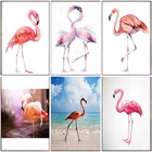 Алмазная 5D картина сделай сам, полноразмерная вышивка с фламинго, животным, полноразмерная Круглая Мозаика из полимерных бусин, украшение для домашней вышивки