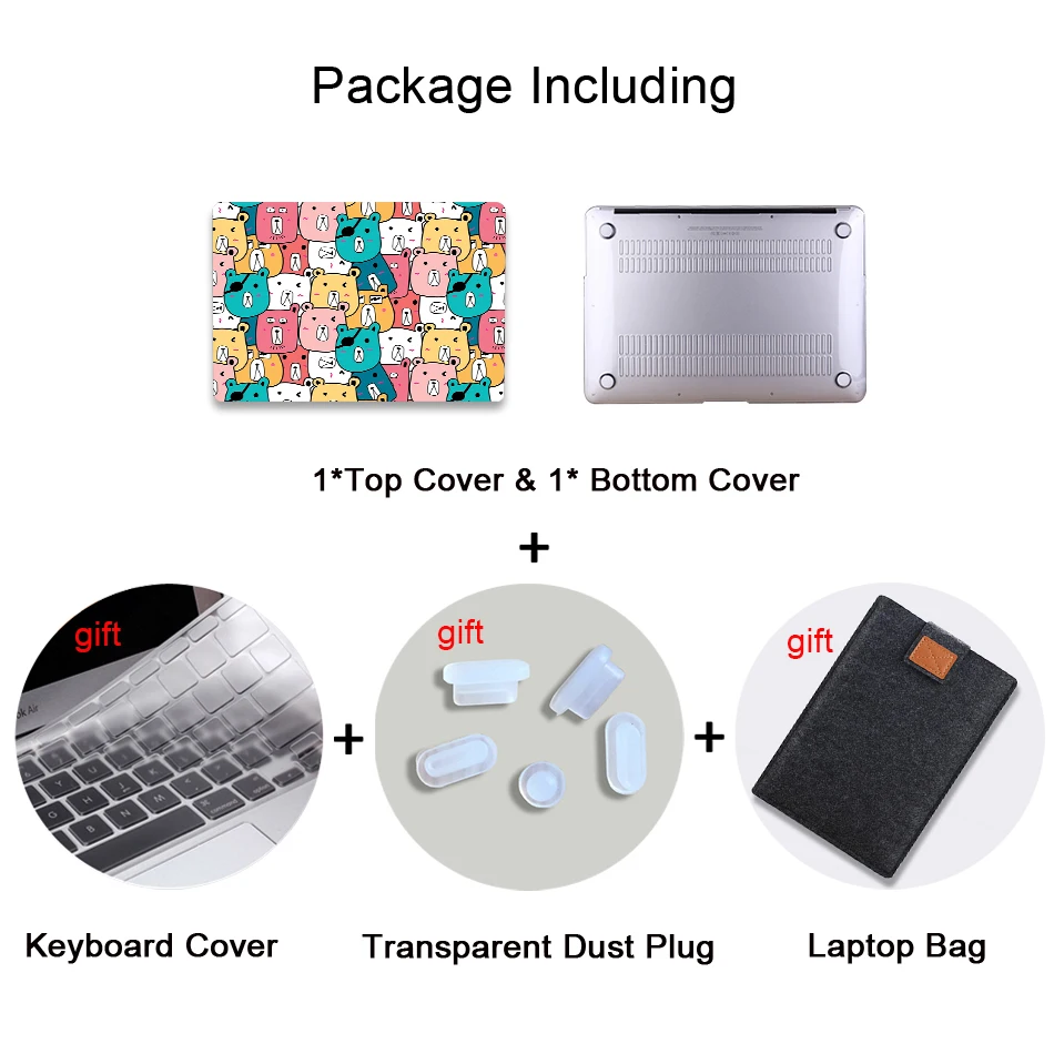 Чехол MTT для Macbook Air Pro retina 11, 12, 13, 15 дюймов, сенсорная панель, милый чехол с мультяшными животными для macbook Air 13,3, чехол для ноутбука