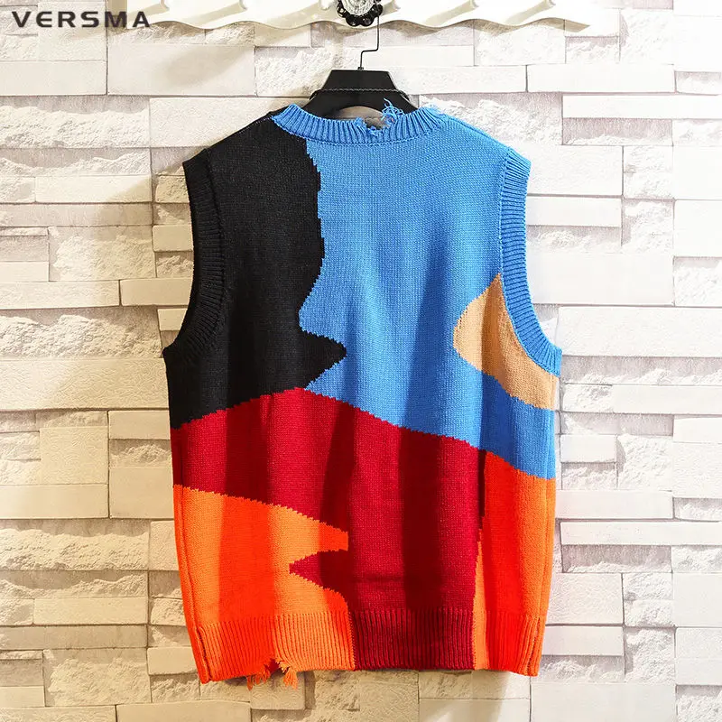 Мужской Камуфляжный жилет VERSMA черный с разрезами и воротником-стойкой без