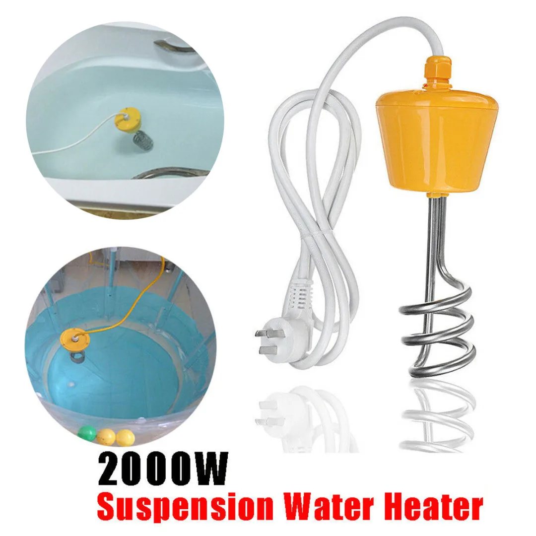 

2m 2000W Electric Heater Boiler Water Heating Element Portable Immersion Suspension Water Heater For Camping Travel