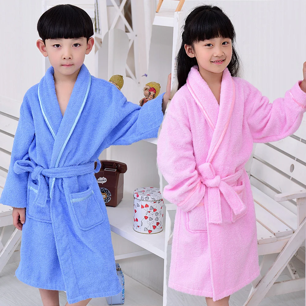 Child Boy Gril 100% cotton bathrobes winter robe nightgown quilted long bathrobe one-piece pajamas