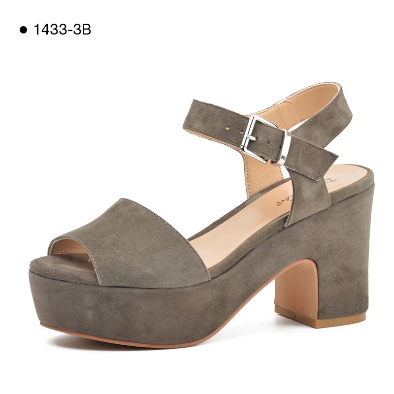 1433-3B-Gray Donna-in/распродажа; сезон лето; Лидер продаж; женские босоножки на платформе и танкетке; босоножки на плоской подошве ручной работы из натуральной кожи на высоком каблуке; женская обувь; коллекция года - Цвет: 1433-3B-Gray