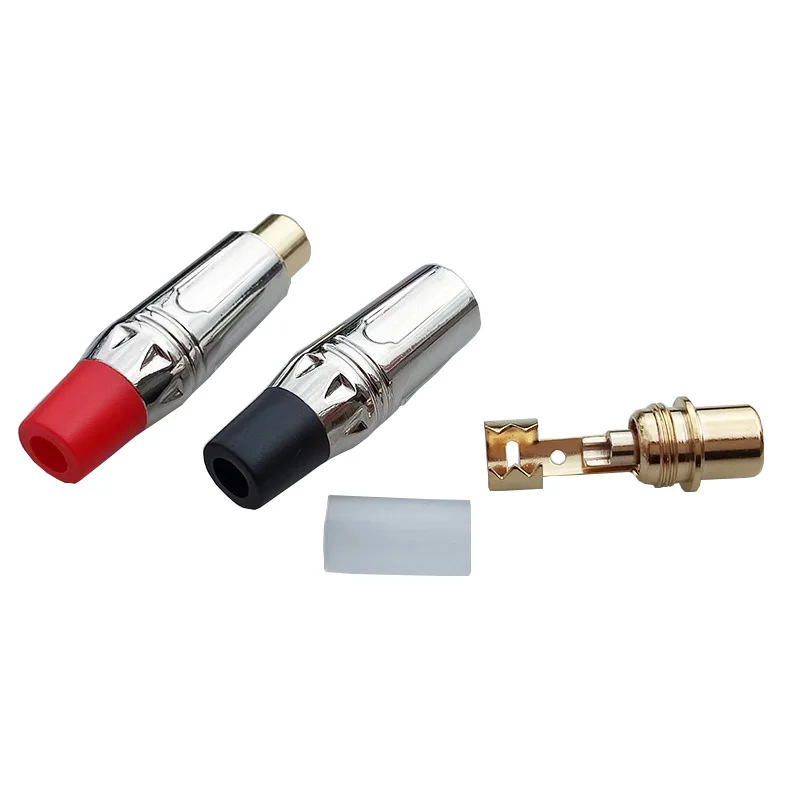

100pcs/lot RCA Female Jack Socket Wire Connector Gold+Nickel Plated Jack Speaker Adapter 50 Pairs Red+Black