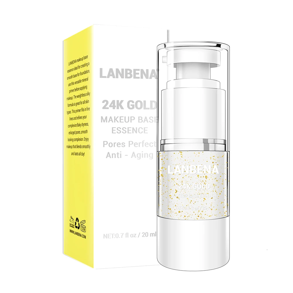 24K Gold LANBENA макияж праймер макияж сыворотка основа для лица эссенция увлажняющий отбеливающий крем лечение пор уход за кожей Косметическая Красота 20 мл - Цвет: 24K Gold