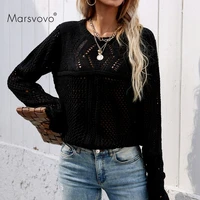 woman sweater hollow pullovers sexy sweater office ladies o neck knitted womens clothing korean fashion female sweater pullover