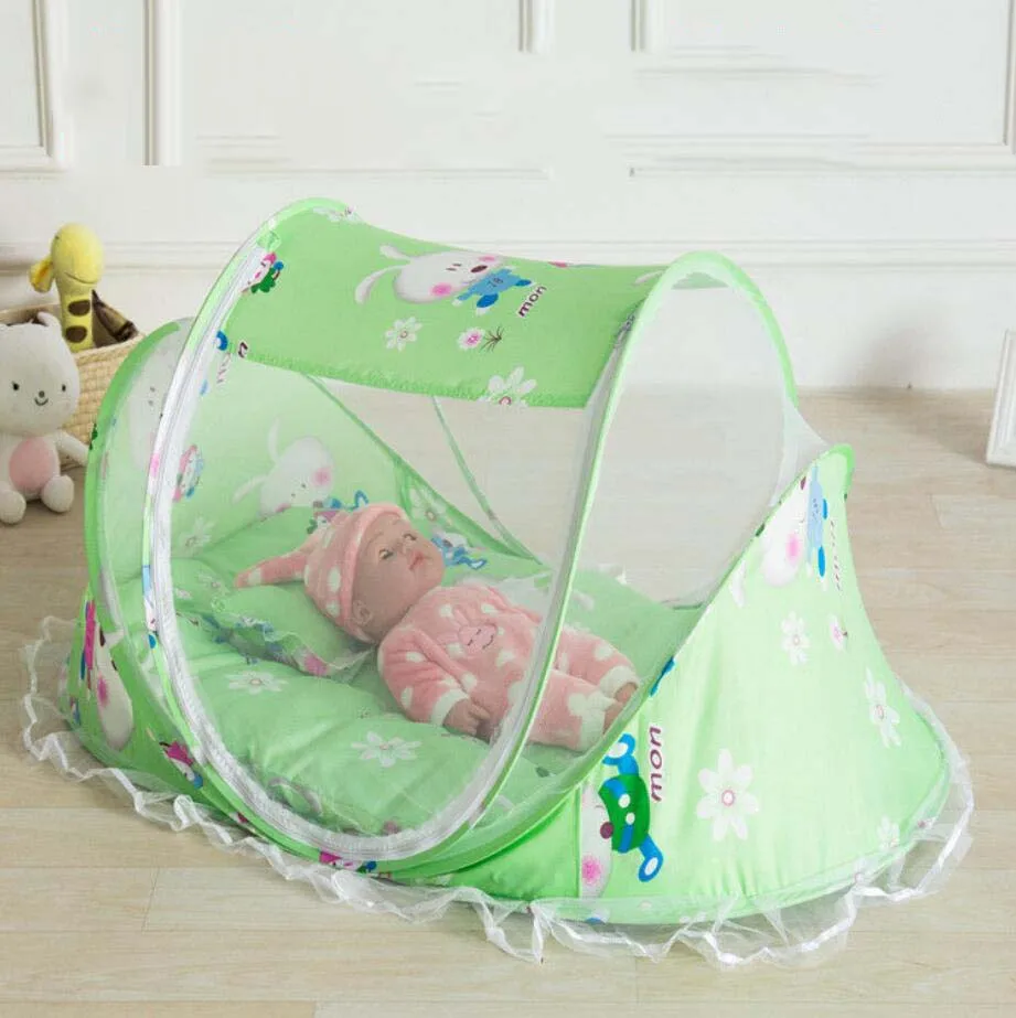 3pcs/set Baby Bed Mosquito Net With Mattress Cushion Pillow Comfortable Infant Crib Tent Canopy Portable Netting Qualit | Мать и ребенок