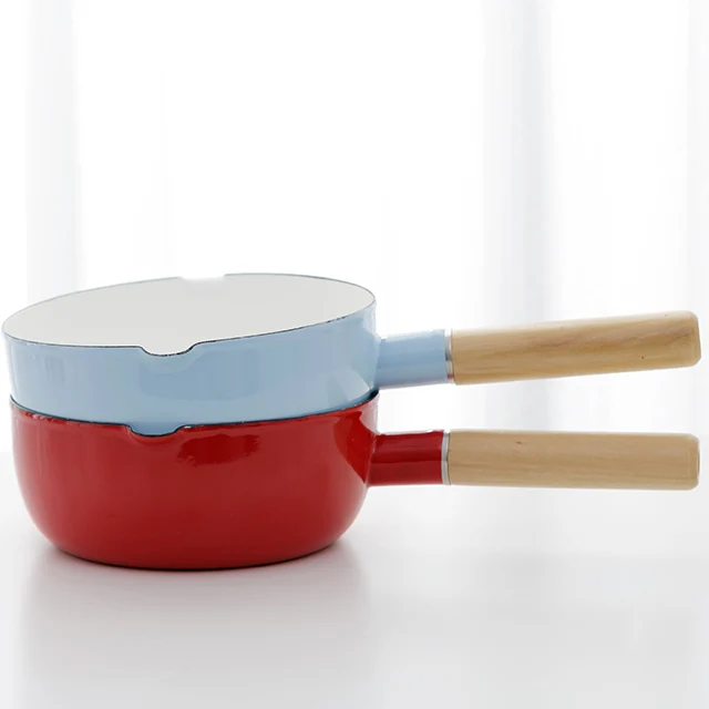 Толстая эмалированная кастрюля для молока с одной ручкой супа детского питания