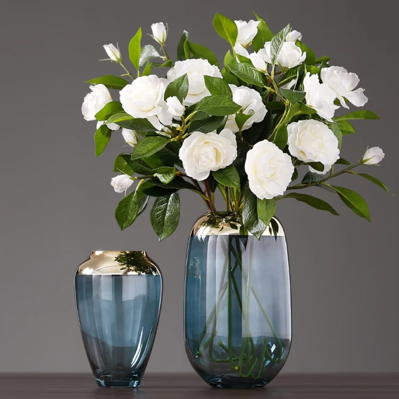 Скандинавская позолоченная прозрачная стеклянная ваза Современная Большая