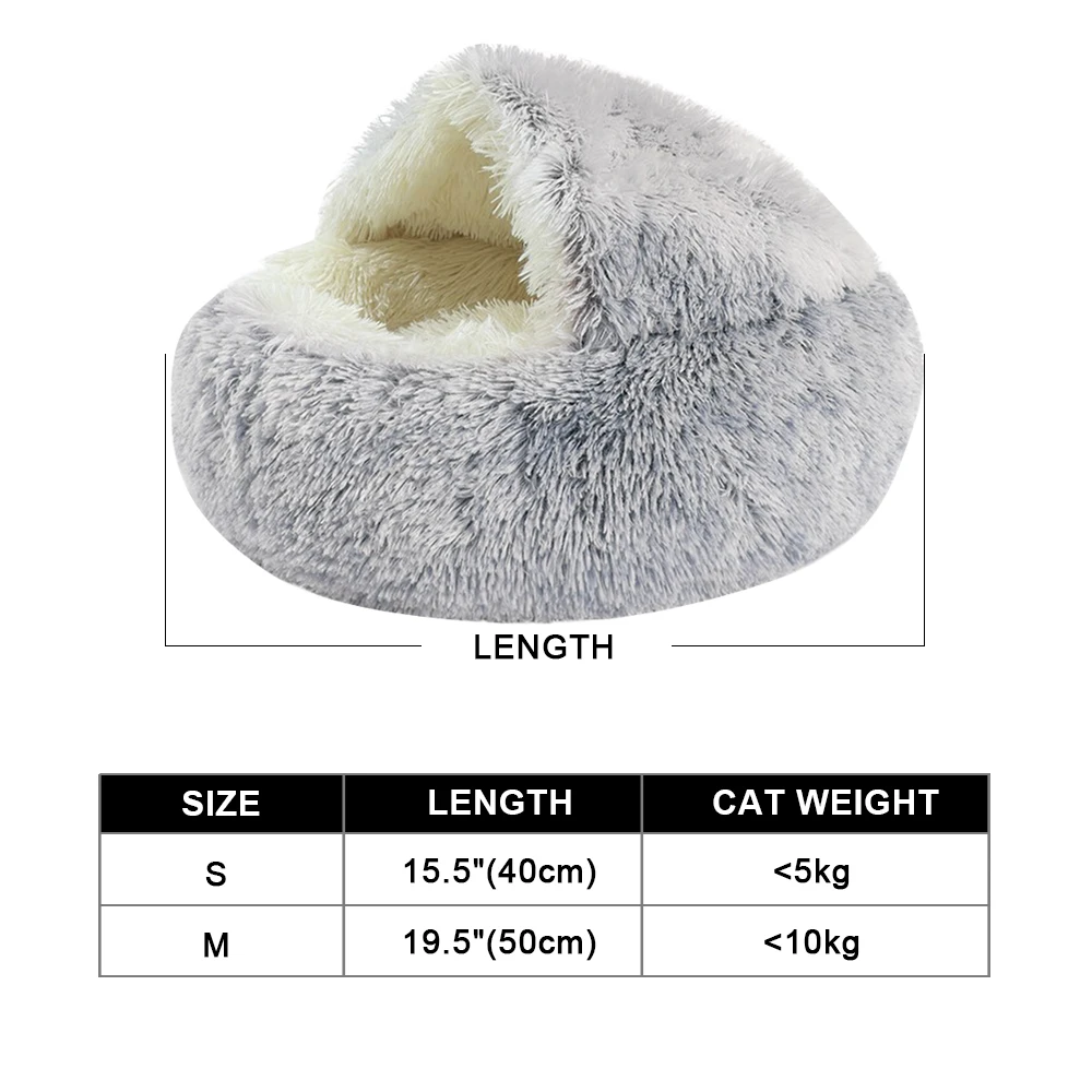 

New Warm Dog Cat Bed Round Long Plush Cat's House Cave Pet Kitten Cushion Basket Sleepping Mat for Cats Small Dog Chihuahua Nest