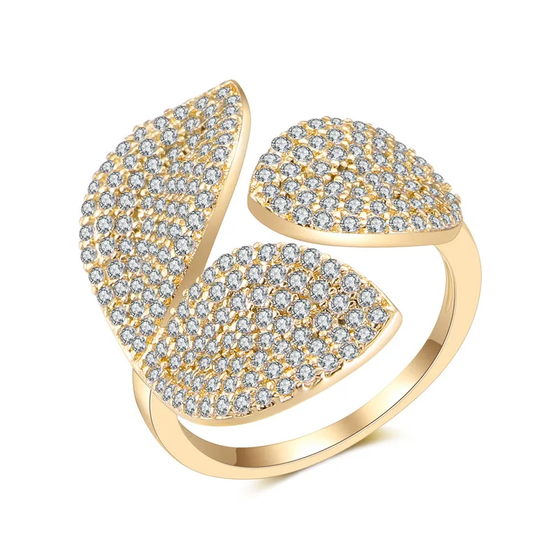 Роскошные AAA кубического циркония Micro Pave открытым кольца Установка цветок кольцо для женщин дамы обувь девочек роза кольца золотистого цвета Bague CR2034L - Цвет основного камня: Gold Color 5