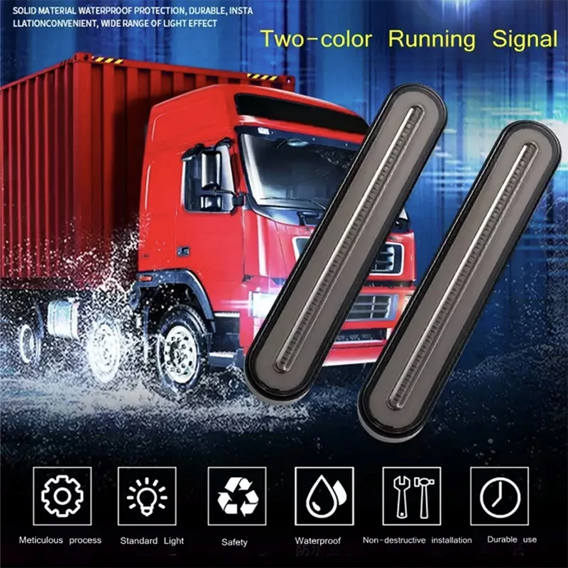 

2X Halo Neon 100LED Stop Flowing Turn Signal Brake Rear Tail Light Trailer Truck