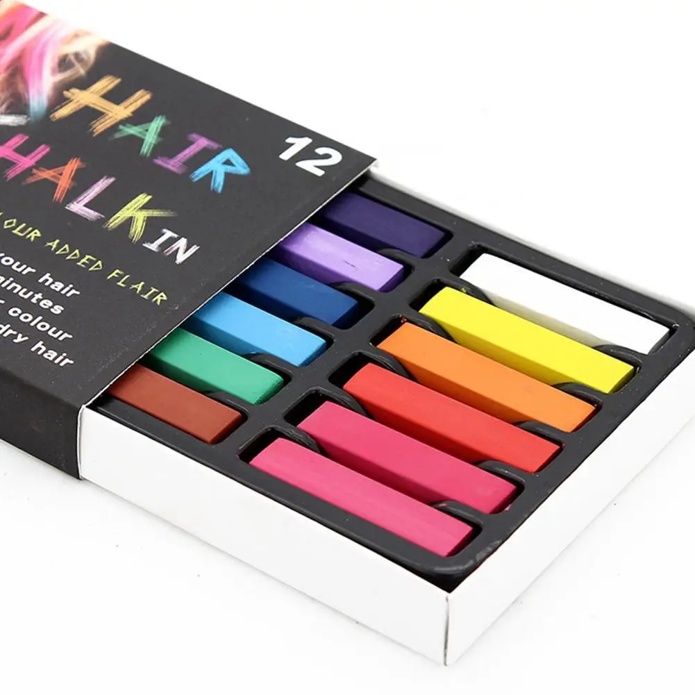 

12 Colors Non-toxic Temporary Salon Kit Pastel hair Chalk Pastel color Chalk For Hair Use L9O5