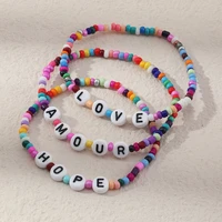 bohemian ethnic handmade multicolor seed beads bracelet sets for women fashion letters beads bracelet couples boho jewelry