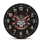 Пожарный череп с перекрещенными осями бесшумные настенные часы с тиккингом Мальтийский крест пожарный череп пожарная табличка отдела настенные часы