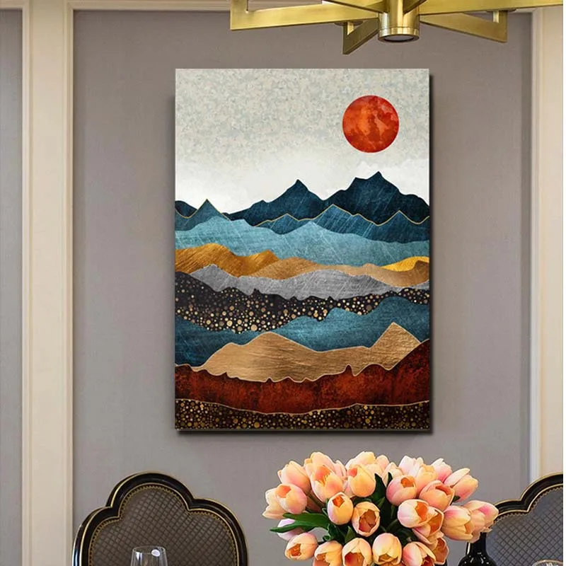 

Drop Shipping Hand Painted Modern Abstract Sunset Landscape Canvas Oil Painting Wall Art Picture Living Room Home Decoration