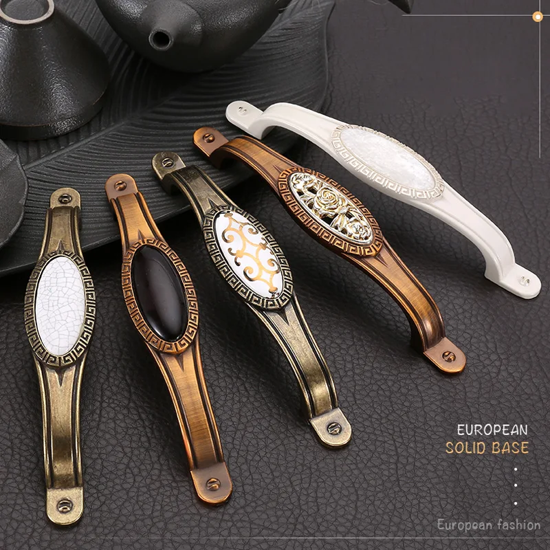 Античные бронзовые дверные ручки европейские мебельные керамические для ящиков