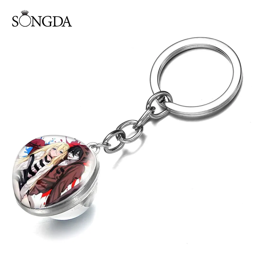 

1pcs Anime Angels of Death Cosplay Cartoon Double Side Photo Glass Ball Keychain Pendant Key Chain Ring Holder Gift Jewelry