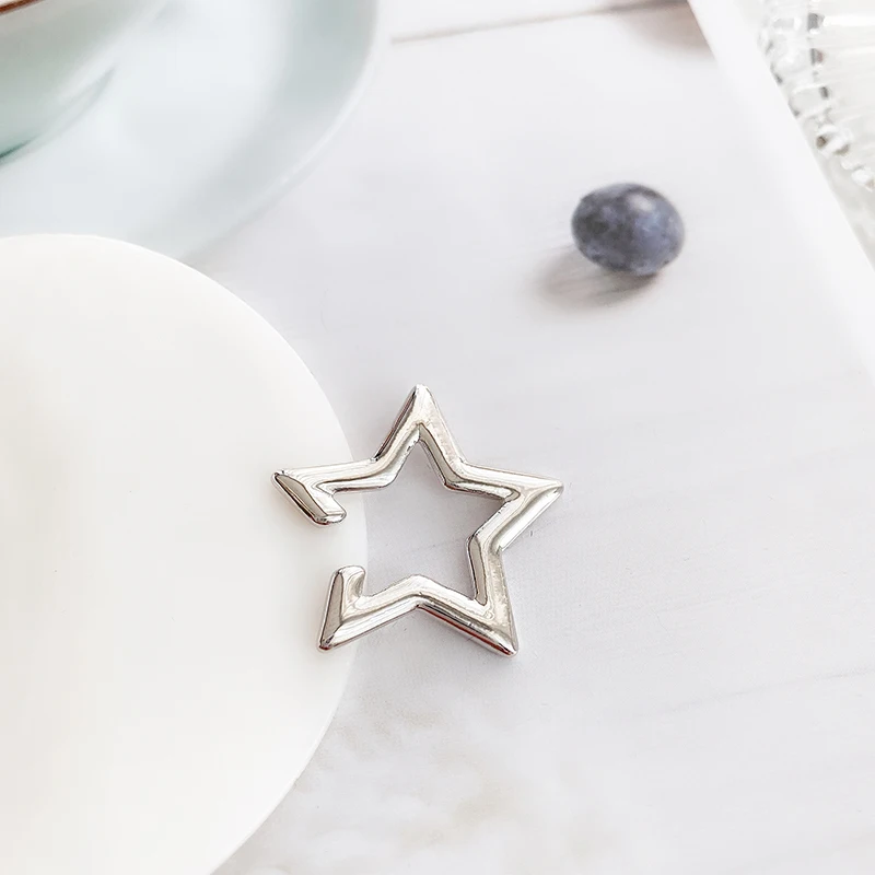 Цельные серьги-клипсы с метеоритами без циркония геометрические украшения