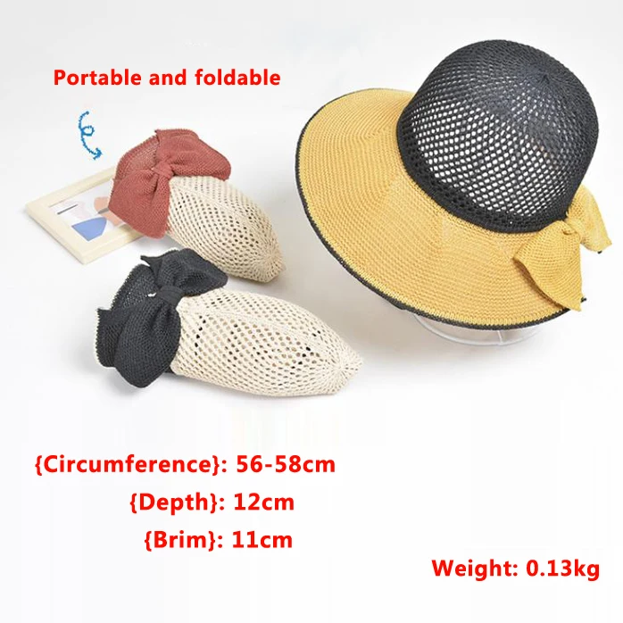Шляпа женская Соломенная Складная с бантом модная Повседневная Панама от солнца