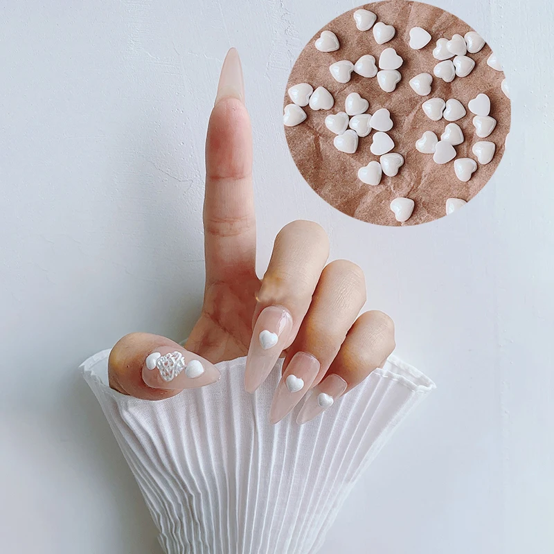 

30/100pcs Resin Acrylic Nail Art Accessories Flat Back Heart Bow Knot Bear Fingernail DIY Decoration New