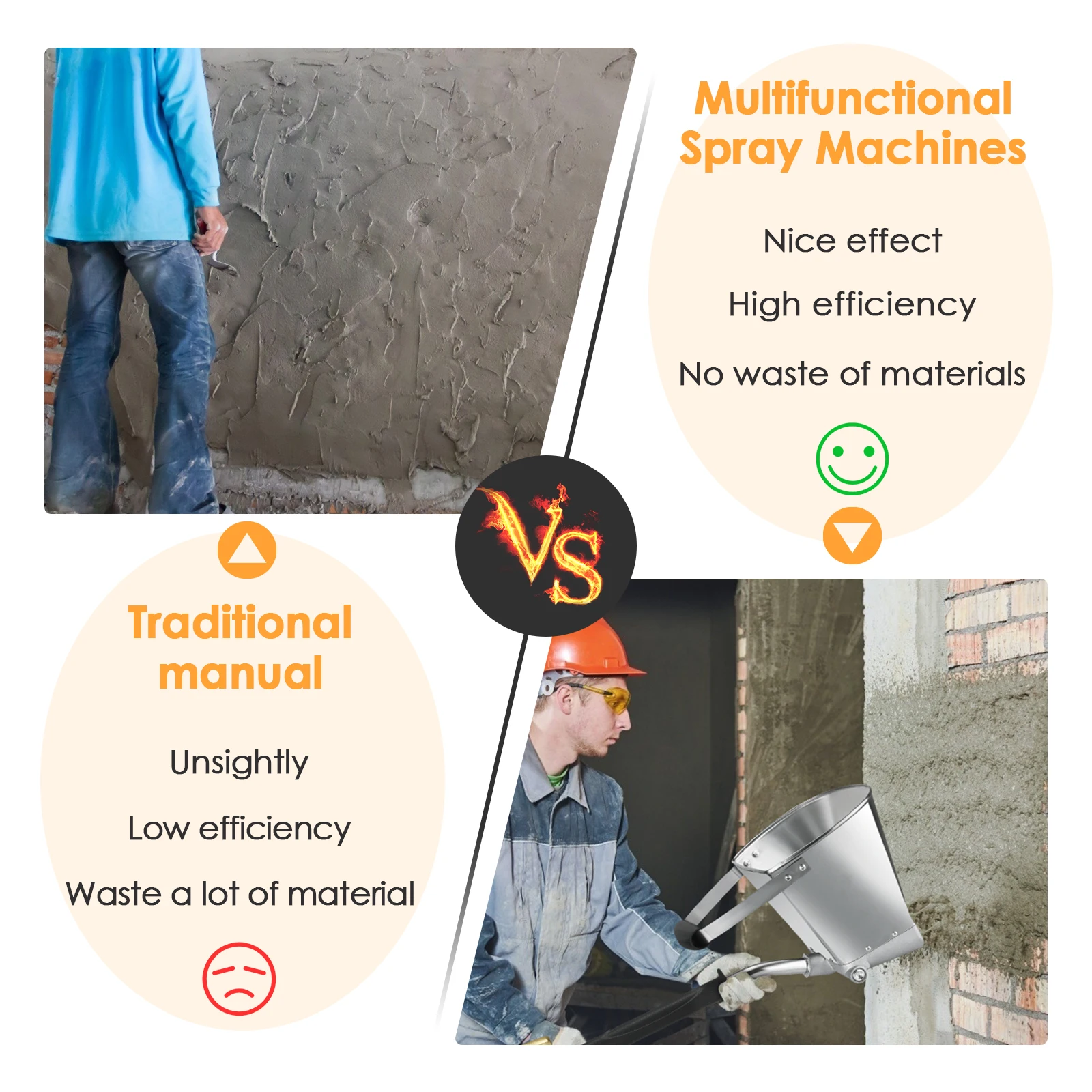 Cement Mortar Spray Gun Hopper With 8 Metal Nozzles 4 Jet Plaster Concrete Sprayer For Walls And Ceilings | Инструменты