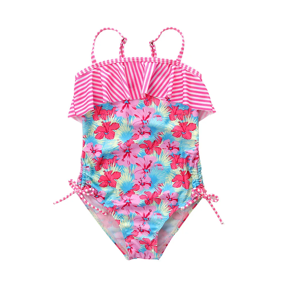 

2021 Summer New One-Piece Children's Swimsuit Printed Bikini Ruffled Girls Cartoon Swimwear