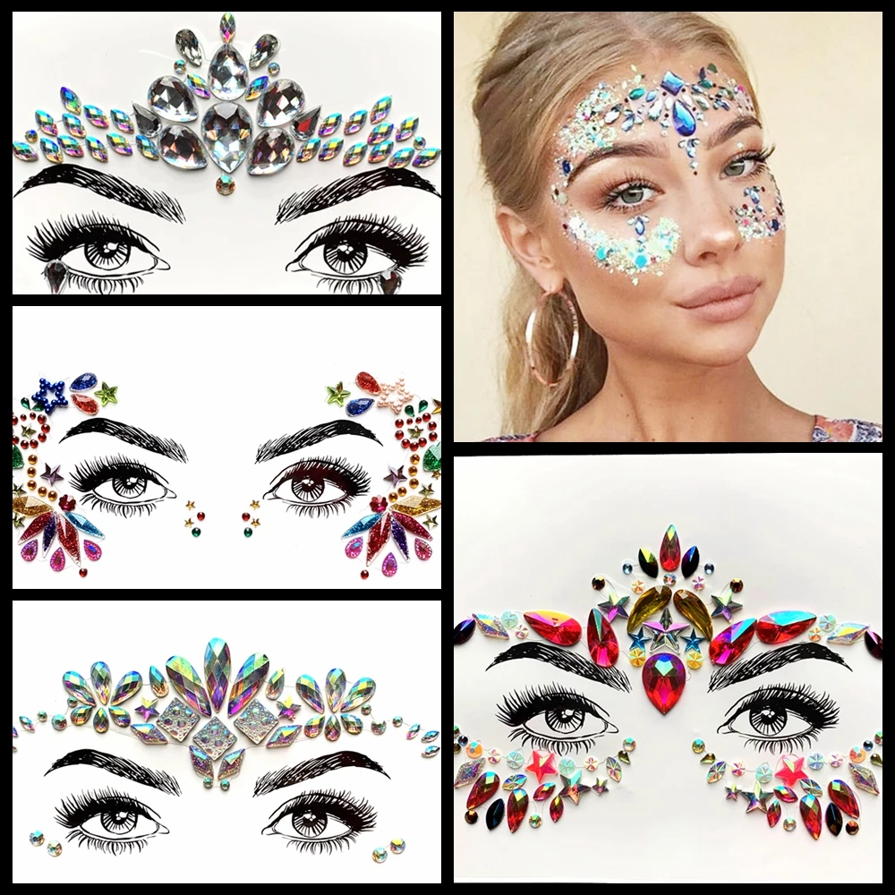 Алмазная наклейка для глаз блестящие драгоценные камни украшения лица женщин и