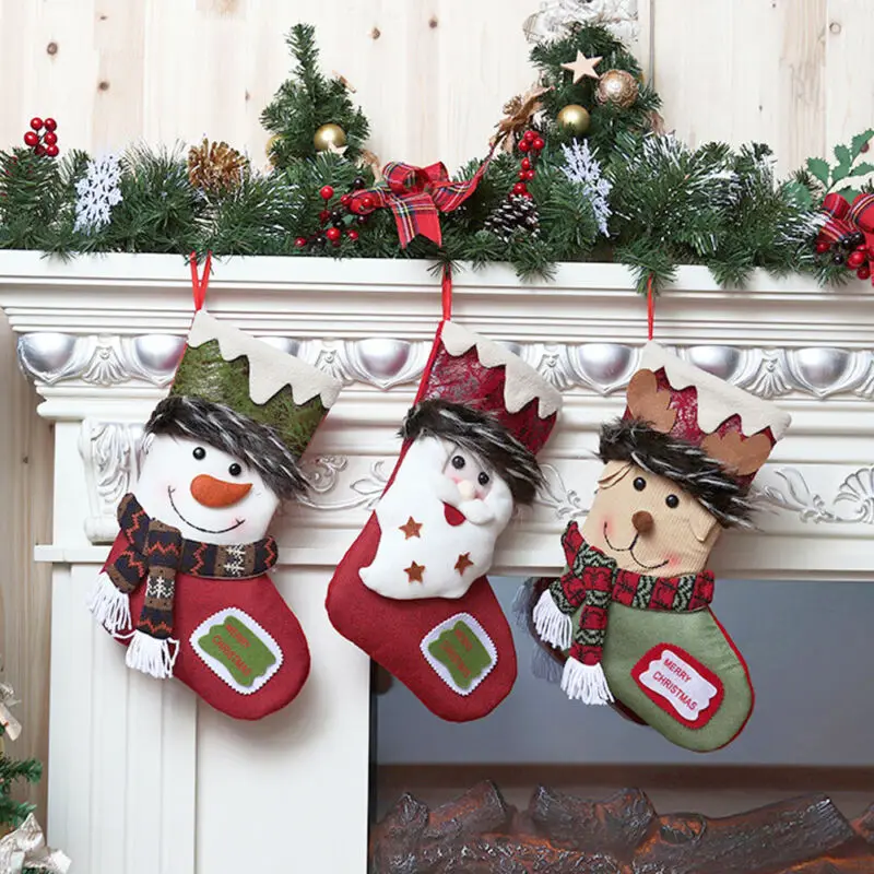 Рождество большой 3D Рождественские носки с изображением Санта Клауса и