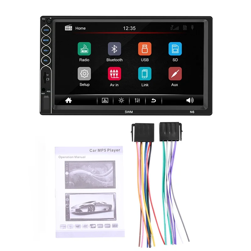 Высокое разрешение Bluetooth мультимедийный плеер Автомобильный стерео MP5 USB TF FM