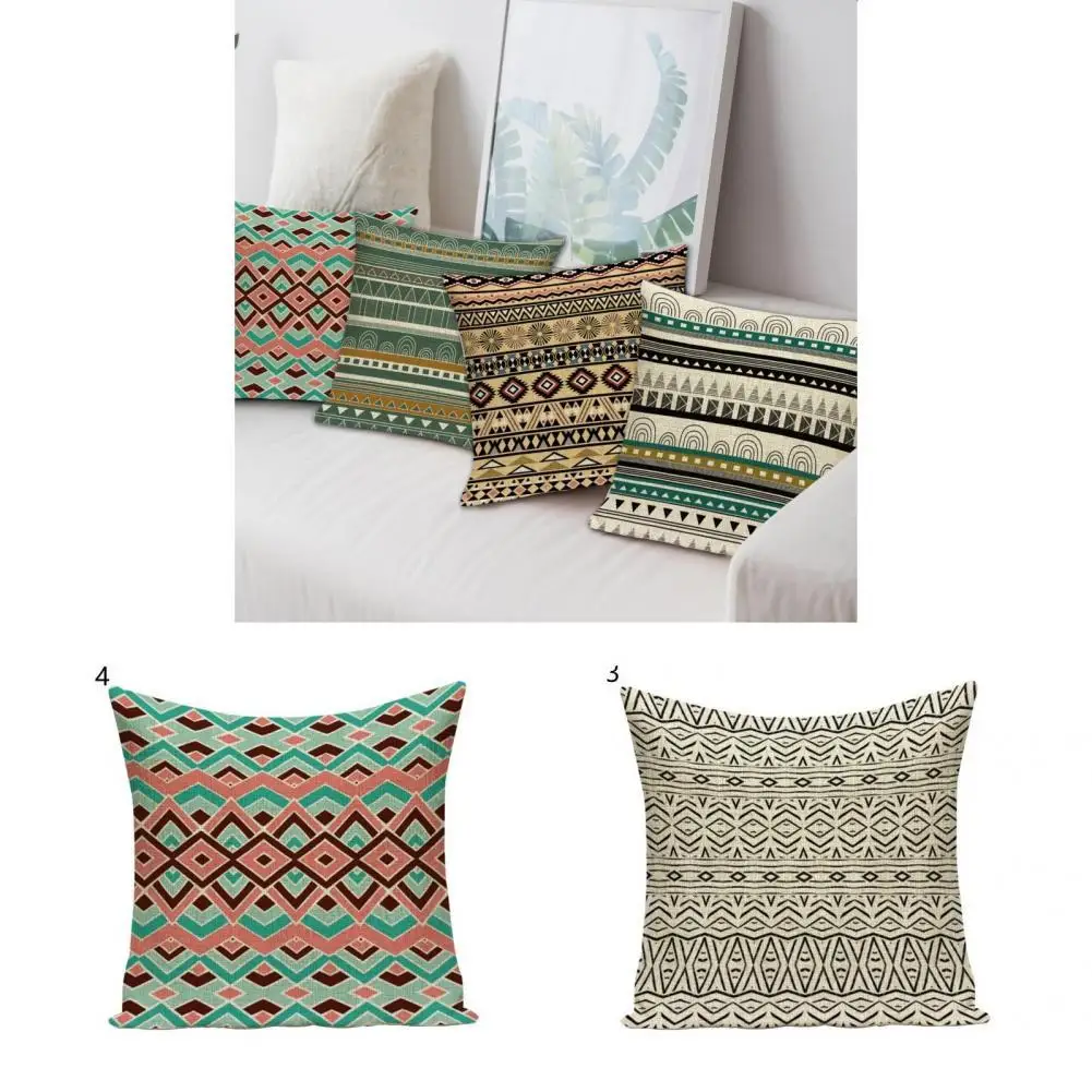 

Wide Usage Practical Geometric Printed Cushion Throw Case Lightweight Cushion Cover Breathable for Office