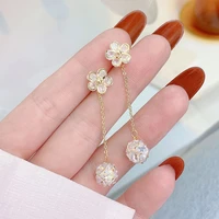 korean cute tiny tassel flower removable women earring charm crystal zircon stud earrings wedding jewelry pendant brincos gift
