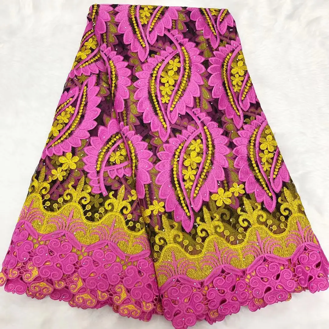 

2021 Latest Embroidered Swiss Voile Lace High Quality 100% Cotton African Dry Lace Fabric For Dress 5yards M705-2