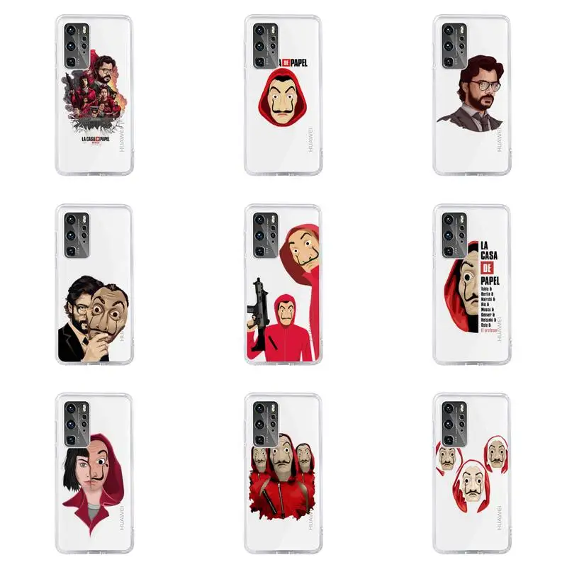 

TV Money Heist House Paper Phone Case For Huawei P40 P30 P20 Mate Honor 10i 30 20 i 10 40 8x 9x Pro Lite Transparent Cover