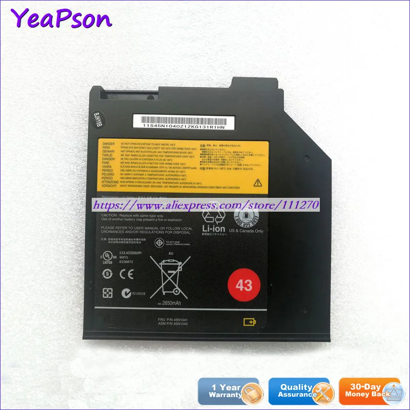 Yeapson 10.8V 2900mAh Genuine 45N1040 45N1041 51J0508 Laptop Battery For Lenovo Thinkpad T430S W530 L530 L430 | Компьютеры и офис