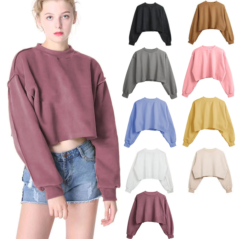 

Thick Cotton Oversized Women Sweatshirt Hoodies Casual Loose Long Sleeve Harajuku Streetwear Crop Pullover Plus Size M30375