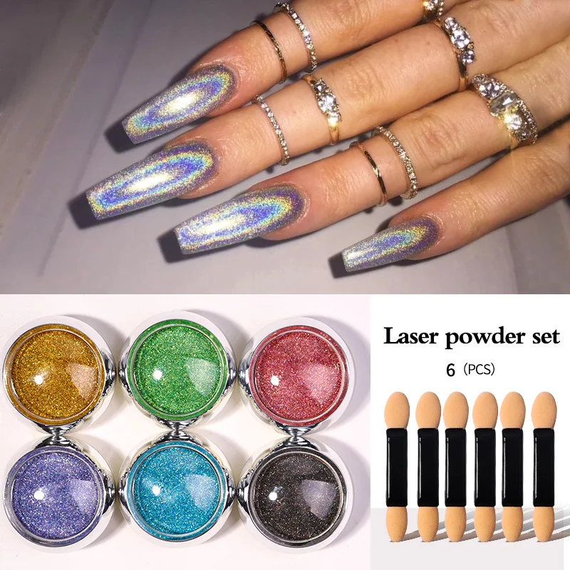 

Solid Laser Mirror Powder Superfine Electroplated Titanium Glitter 6 Color Set