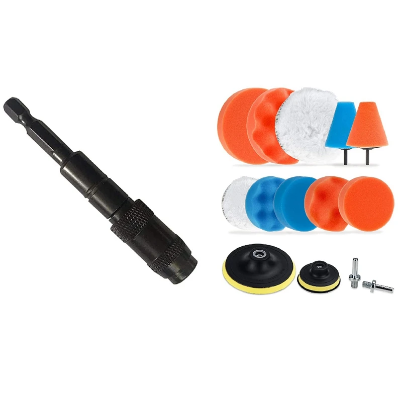 

1 Набор 3 дюйма/5 дюймов Автомобильная полировальная накладка из пены и 1 шт. быстросменный Держатель для бит с пружинным спуском