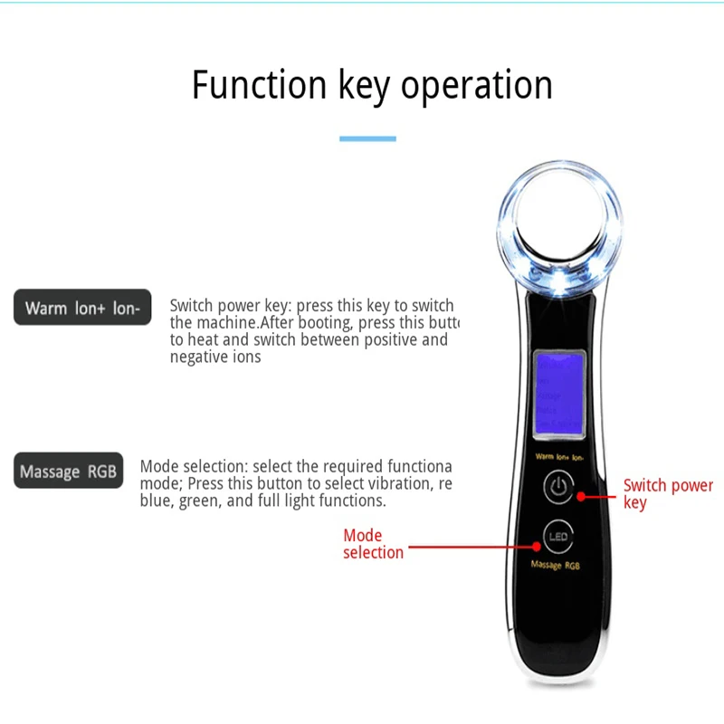 LED Radio Frequency Facial Hydrating Beauty Instrument Skin Care Tools Blackhead Acne Reduce Tightening Freckle Wrinkle | Красота и