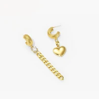 needle asymmetric heart shape rhinestone chain earrings ins fashion ear studs trending uniqueearrings for women