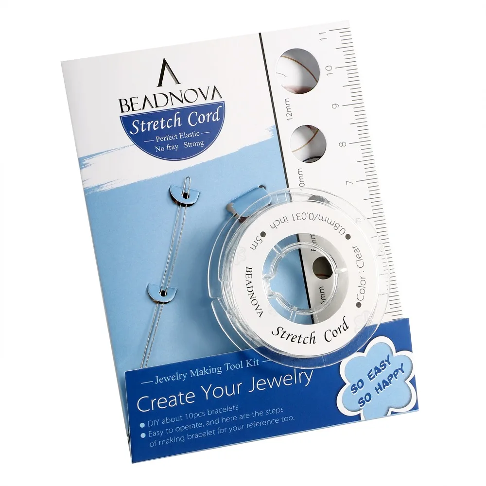 

DIY Starter kit 0.8mm Stretch Jewelry Cord Elastic Crystal String Cord 5 Meters with 1pc Collapsible Eye Needle Jewelry Making