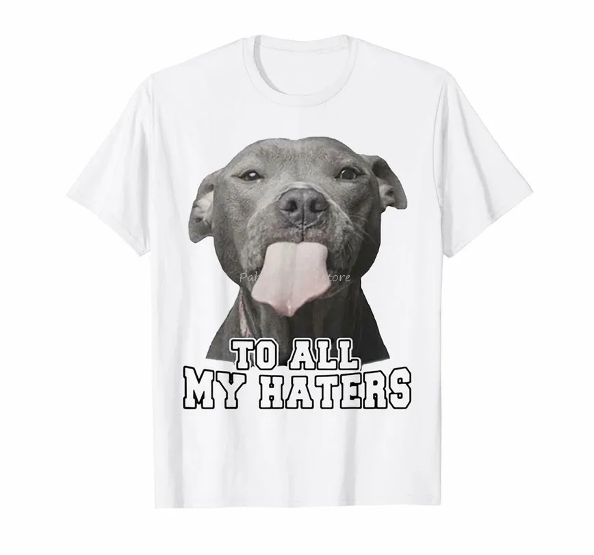 Мужская хлопковая футболка забавная с изображением собаки питбуля лицом ко всем