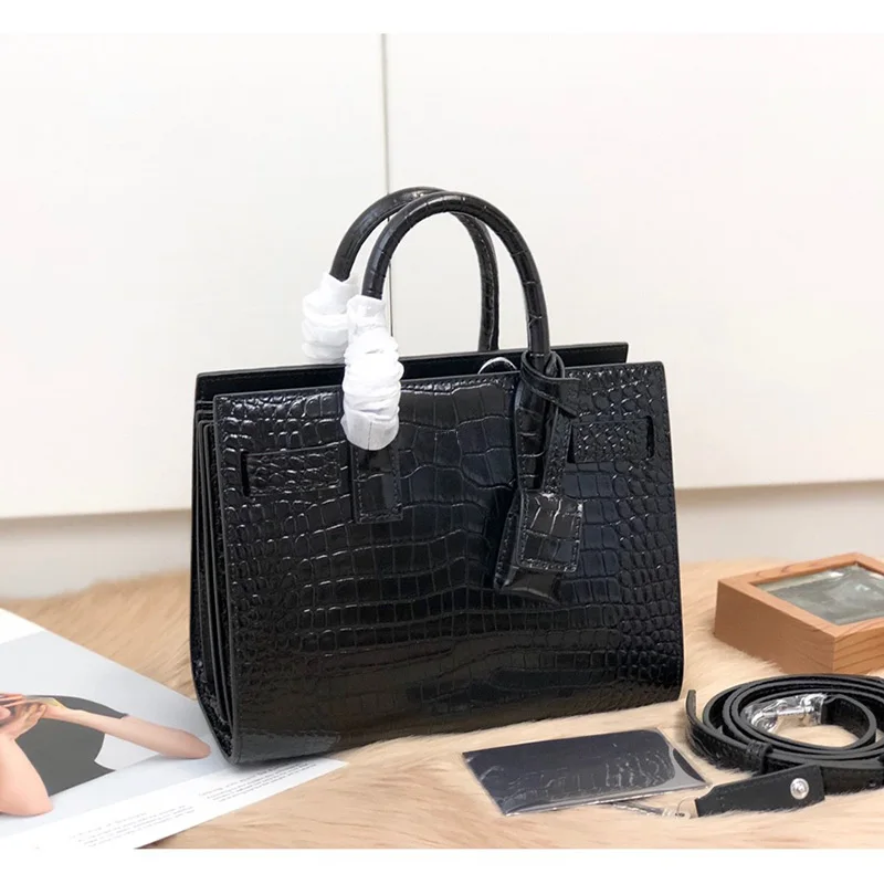 

Women luxury designer bags top quality crocodile pattern handbags accordion tote bag shiny leather crossbody shoulder bags