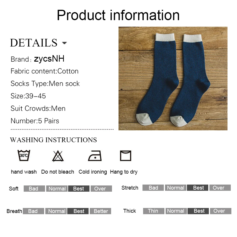 

2021 High Quality Autumn Winter Men Socks Cotton Large Size 41-45 10 PCS=5 Pairs Long Casual Dress Compression Socks Gifts Hot