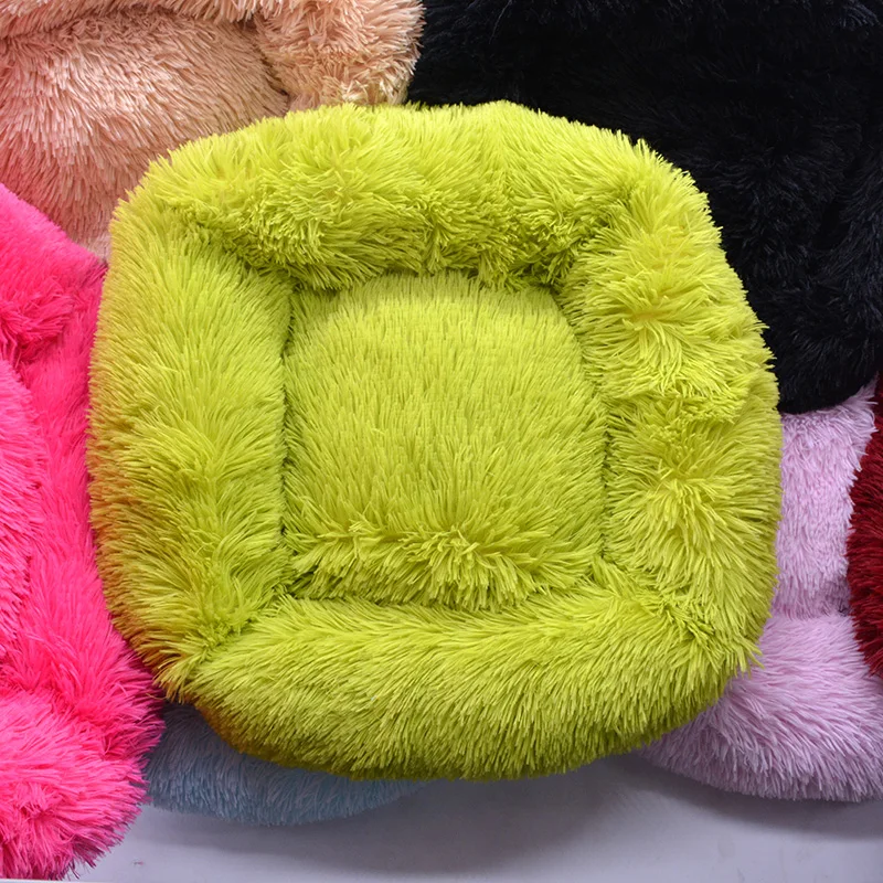 Кровать для домашних питомцев очень мягкая квадратная пушистая домашняя кошек